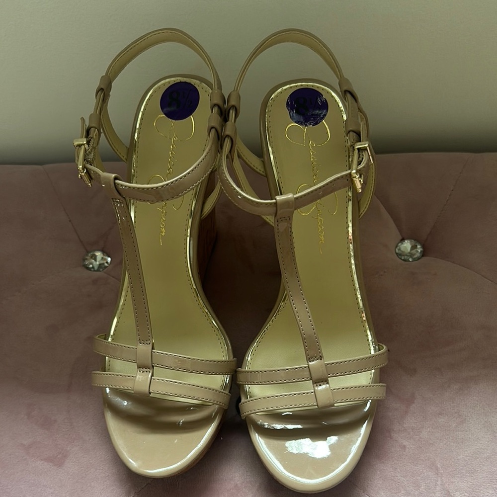 Jessica Simpson Tan Stiletto Heels Strappy Sandals